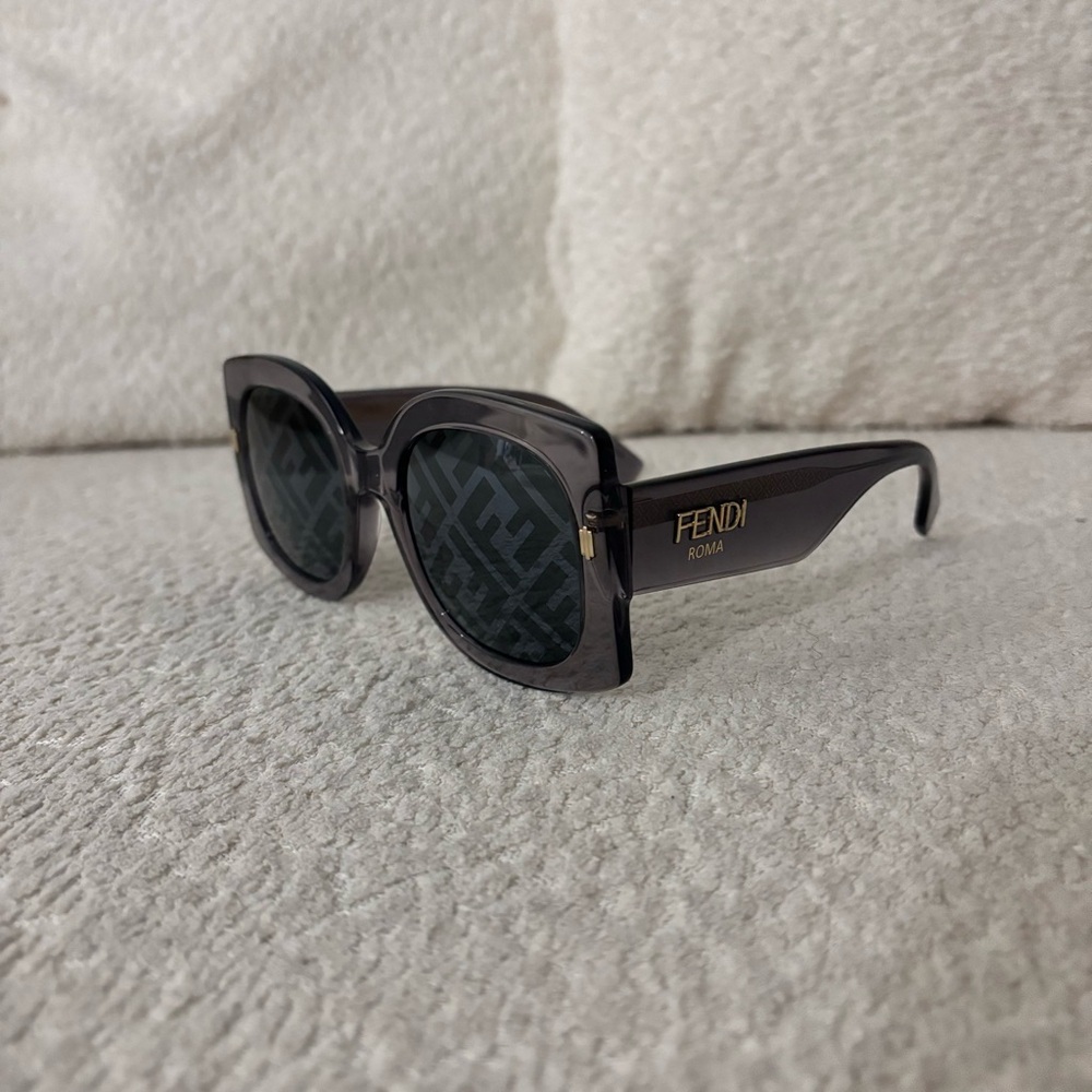 Fendi FF 0436/G/S Acetate Logo Mirror Square Sunglasses